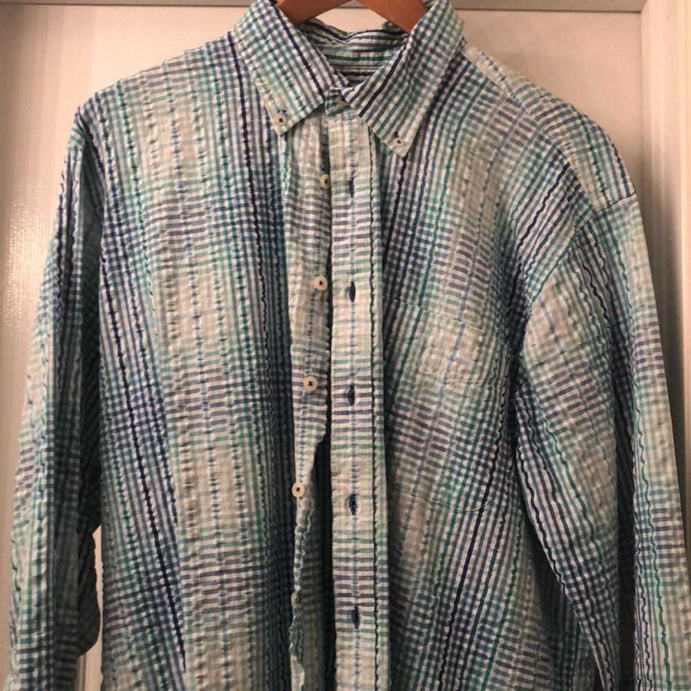 Alan Flusser seersucker button down EUC